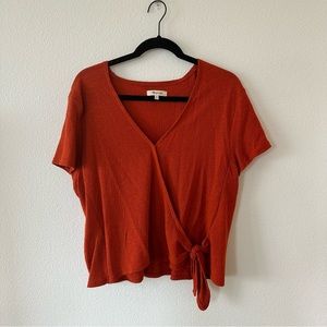 Madewell Texture & Thread Wrap Tie Top Size XL
